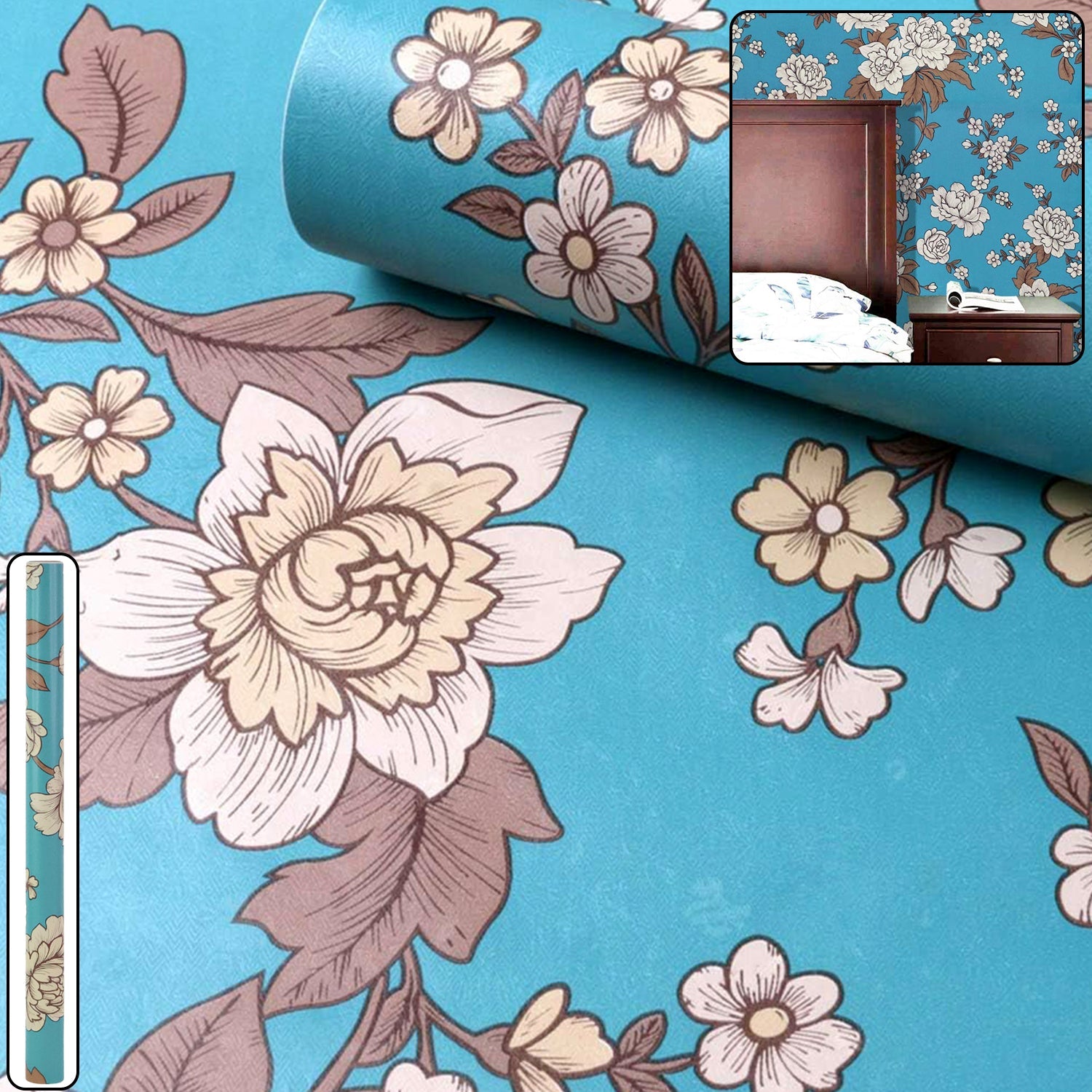 Premium Floral Decorative Wallpaper Roll 45 cm x 1 meter (1 Pc) Premium Floral Decorative Wallpaper Roll 45 cm x 1 meter (1 Pc)